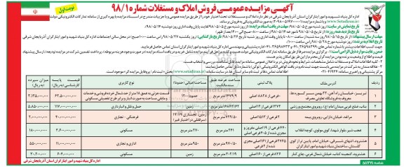 مزایده مزایده فروش املاک و مستغلات
