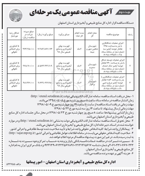 مناقصه , مناقصه اجرای عملیات جنگلکاری با بذر  و ... - نوبت دوم 