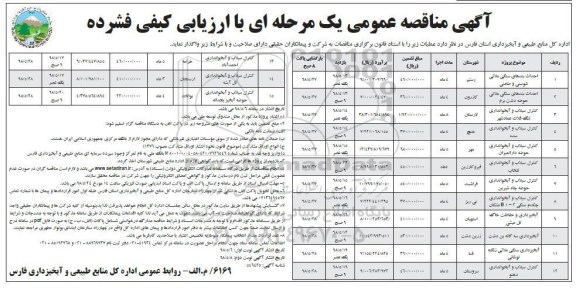 آگهی مناقصه عمومی , مناقصه احداث بندهای سنگی ملاتی ....