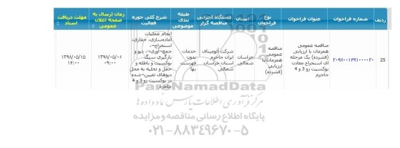 مناقصه ,مناقصه  دپو و بارگیری سنگ بوکسیت