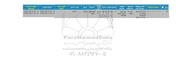مزایده طرح بهره برداری باریچه