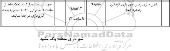 استعلام ایمن سازی زمینهای بازی کودکان تمدید