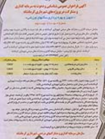 فراخوان عمومی, فراخوان عمومی واگذاری مدیریت بهره برداری و نگهداری سالن های ورزشی  - نوبت دوم 