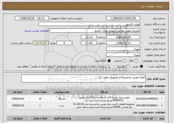 استعلام انواع دوربین مداربسته و تجهیزات مورد نیاز