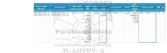 مزایده, مزایده فروش تجهیزات