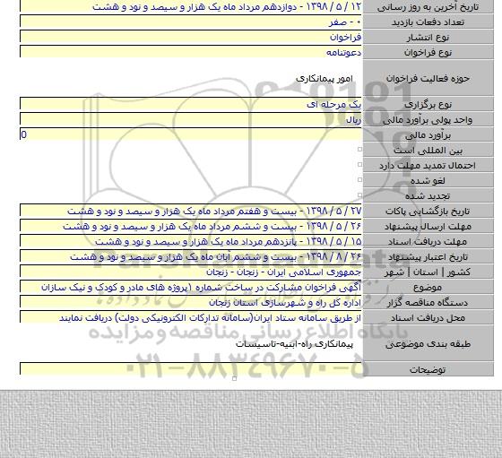 آگهی فراخوان مشارکت در ساخت شماره ۱پروژه های مادر و کودک و نیک سازان