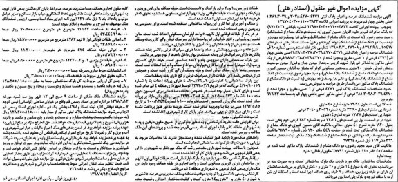 آگهی مزایده مزایده ششدانگ عرصه و اعیان پلاک ثبتی