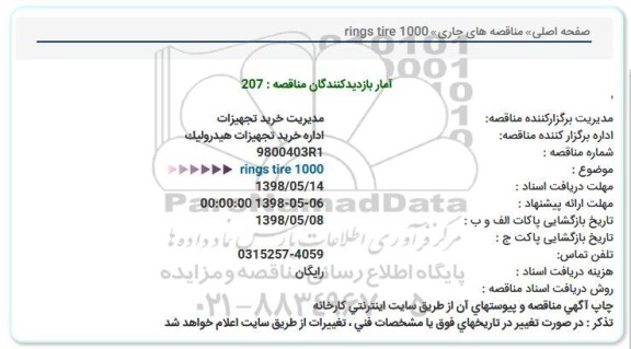 مناقصه, مناقصه  1000 rings tire   