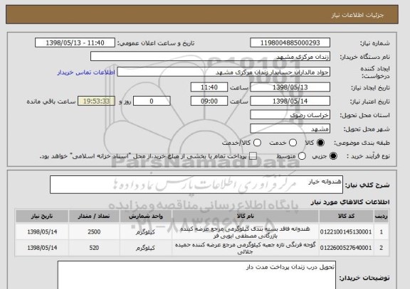 استعلام هندوانه خیار