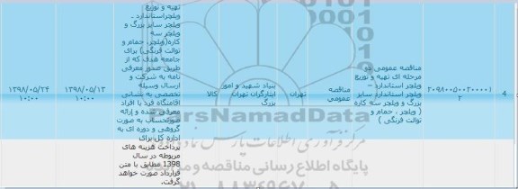 مناقصه  تهیه و توزیع ویلچر