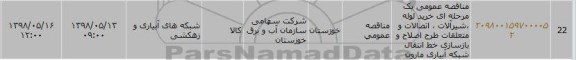 مناقصه خرید لوله، شیرآلات، اتصالات و متعلقات 