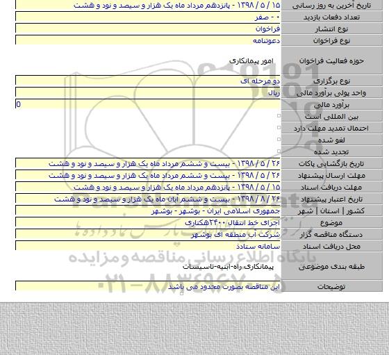 اجرای خط انتقال ۲۴۰۰هکتاری