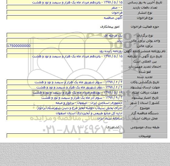 اجرای پخش سیلاب حوضه آبخیز  مرغ و دنبی شهرستان برخوار