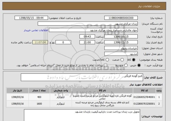 استعلام کدو گوجه فرنگی