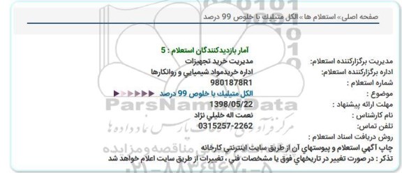 استعلام الکل متیلیک با خلوص 99 درصد 