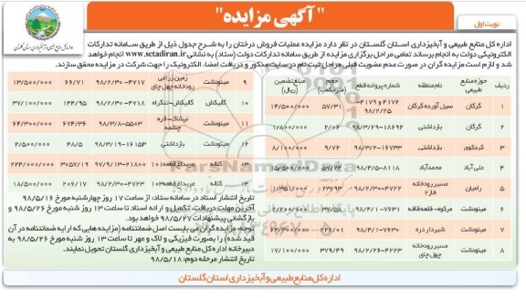 مزایده عملیات فروش درختان
