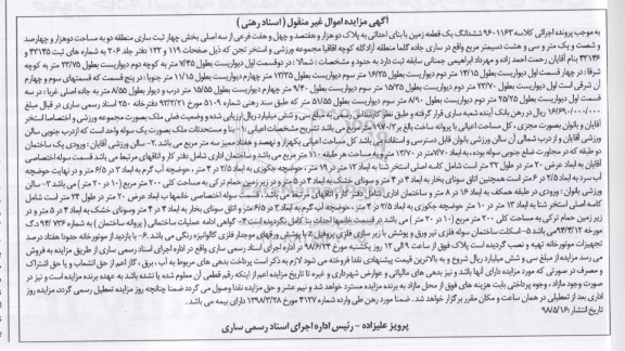 مزایده ،مزایده ششدانگ یک قطعه زمین