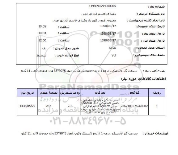 استعلام سرعت گیر لاستیکی درجه 1 از نوع لاستیک وکربن ابعاد 5*90*33 وزن حدودی 9الی 11 کیلو
