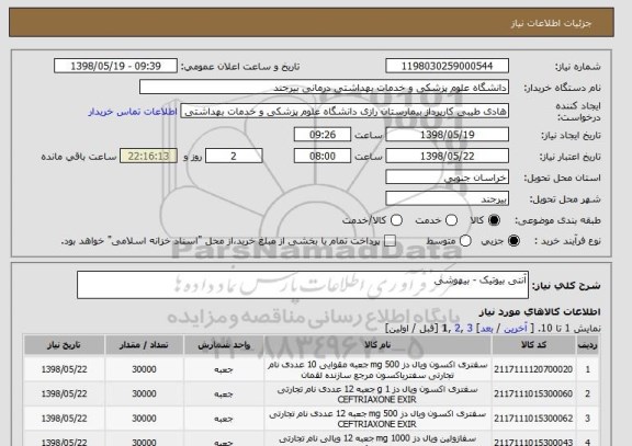 استعلام آنتی بیوتیک - بیهوشی