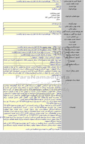 تهیه مواد اولیه،طبخ و توزیع غذای سلف سرویس های دانشجویی اختران بی نشان دانشگاه اصفهان