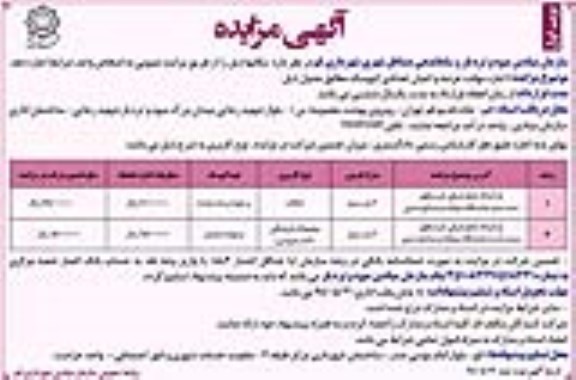 مزایده ,مزایده واگذاری به اجاره پارکینگ