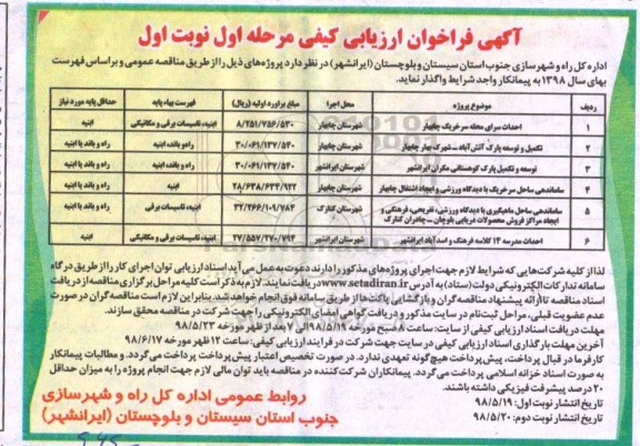 مناقصه، مناقصه واگذاری احداث سرای محله و...