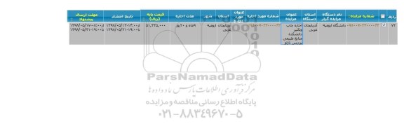 مزایده , مزایده اجاره چاپ و تکثیر