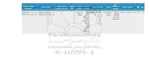 مزایده فروش اجناس مستعمل و مازاد