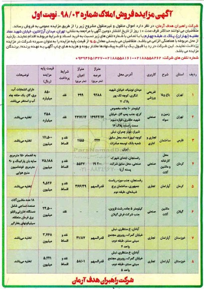 آگهی مزایده ،مزایده فروش املاک کاربری تفریح و صنعتی و ماشین آلات صنعتی
