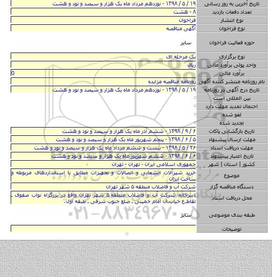 خرید شیرآلات انشعابی و اتصالات و تجهیزات مطابق با استانداردهای مربوطه و ساخت ایران