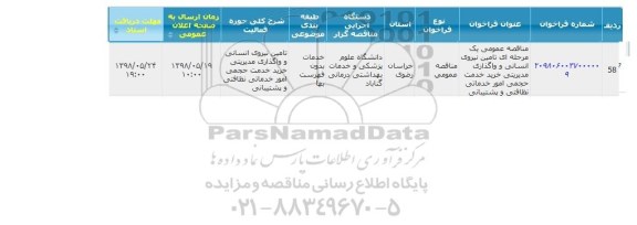 مناقصه, مناقصه تامین نیروی انسانی و واگذاری مدیریتی