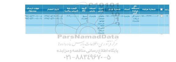 مزایده, مزایده ماهیان منجمد