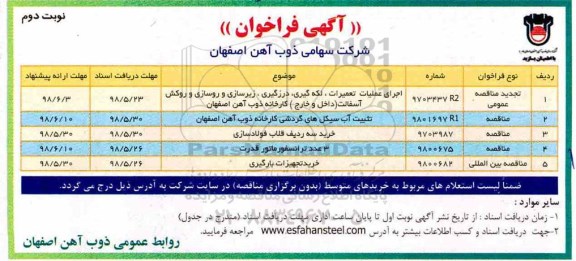 آگهی فراخوان , فراخوان اجرای عملیات تعمیرات، لکه گیری، درزگیری، زیرسازی و... نوبت دوم 
