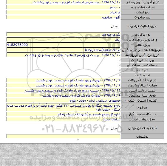 پروژه توسعه جنگل با نهال در مساحت ۱۱۰ هکتار حوزه آبخیز آب بر (طرح مدیریت منابع جنگلی جمال آباد)