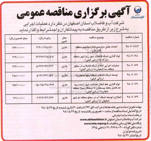 آگهی مناقصه عمومی , مناقصه احداث بخش دوم شیرخانه 