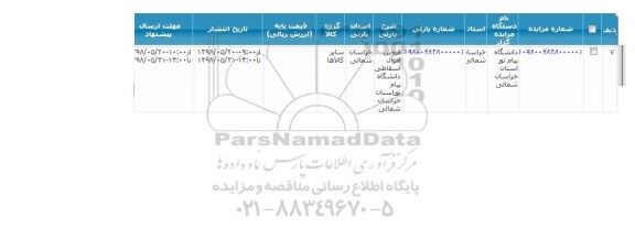 مزایده فروش اموال اسقاطی