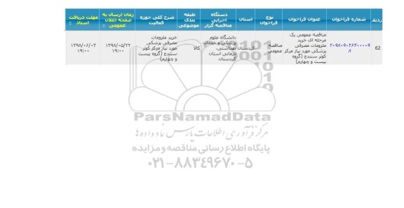 مناقصه ، مناقصه خرید ملزومات مصرفی پزشکی... گروه بیست و چهارم 
