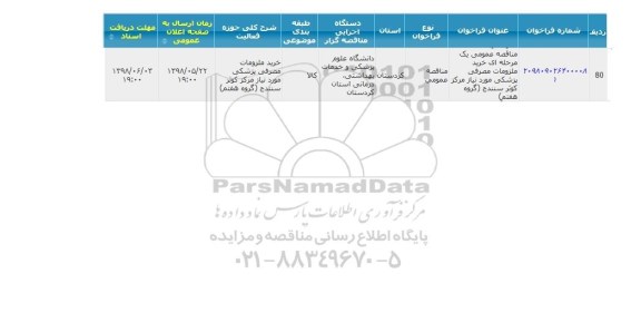 مناقصه ، مناقصه خرید ملزومات مصرفی پزشکی... گروه هفتم