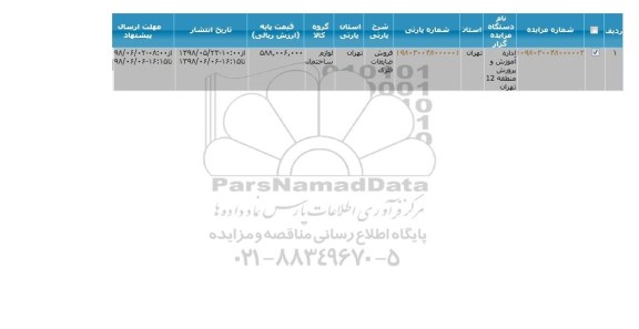 مزایده , مزایده فروش ضایعات فلزی