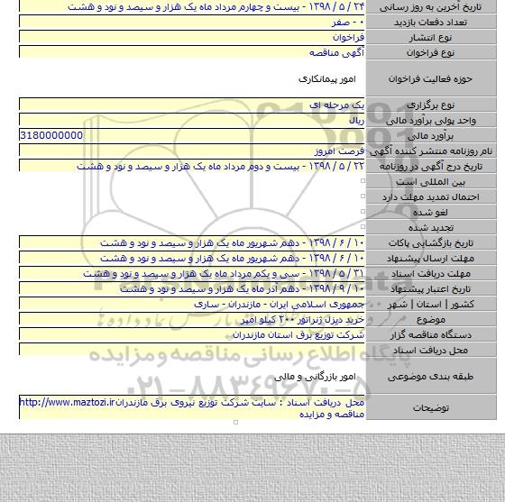 خرید دیزل ژنراتور ۲۰۰ کیلو امپر