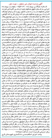 مزایده ،مزایده سه دانگ مشاع ساختمان 1118.7 مترمربع نوبت اول 