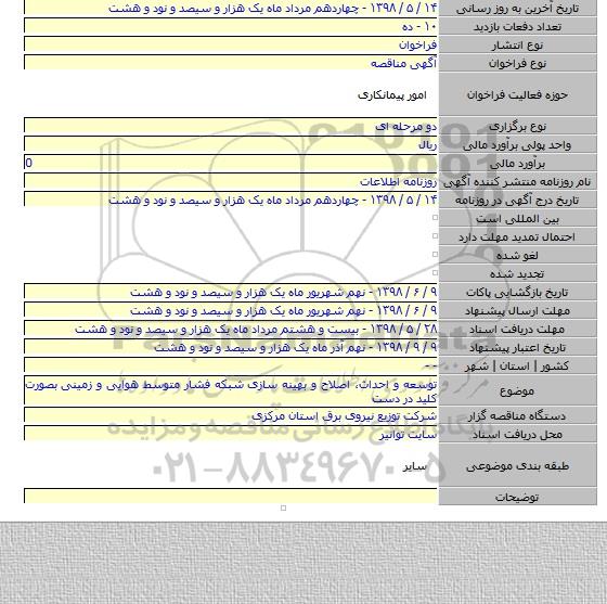 توسعه و احداث، اصلاح و بهینه سازی شبکه فشار متوسط هوایی و زمینی بصورت کلید در دست