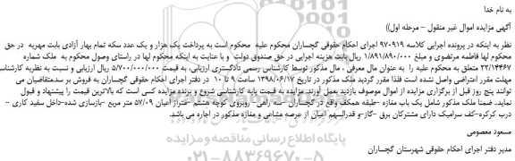 مزایده، مزایده فروش یک باب مغازه