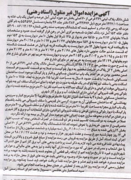 مزایده ،مزایده ششدانگ پلاک ثبتی 361 فرعی از 60 اصلی