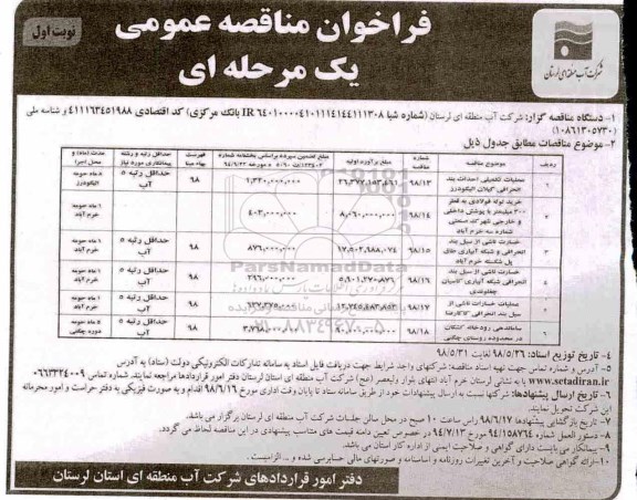 فراخوان مناقصه عمومی ، مناقصه عملیات تکمیلی احداث بند انحرافی....