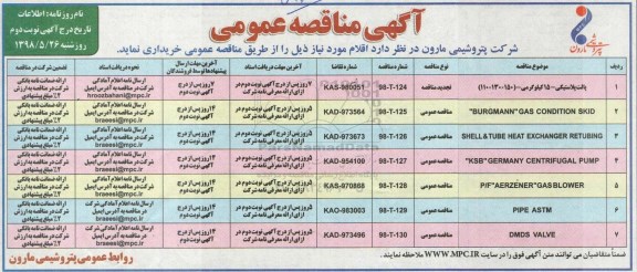 آگهی مناقصه عمومی , مناقصه پالت پلاستیکی و ...نوبت دوم