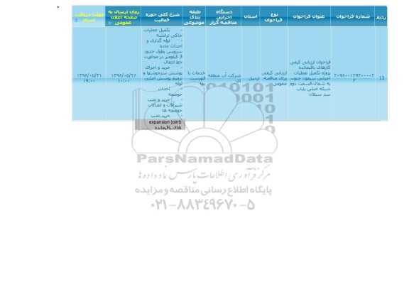  مناقصه پروژه تکمیل عملیات اجرایی سیفون