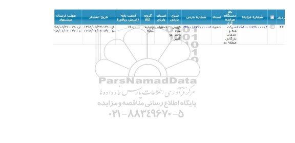 مزایده فروش مزدا وانت دو کابین