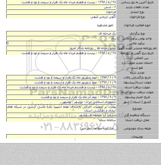 نظارت بر عملیات اجرایی بازسازی نقاط آسیب دیده ناشی ازسیل در شبکه های آبیاری و زهکشی استان