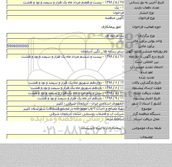 تهیه مصالح و احداث ۲ باب موتورخانه در مجتمع قشلاقات شهرستان کلیبر